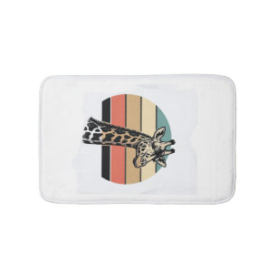Vintage Giraffe Sunset Safari Vector Shirt Design Bath Mat