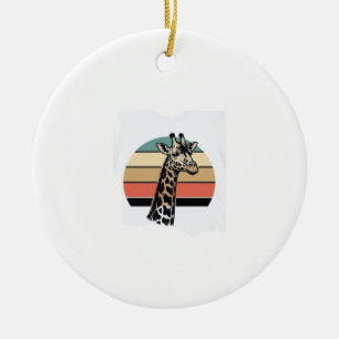 Vintage Giraffe Sunset Safari Vector Shirt Design  Ceramic Tree Decoration