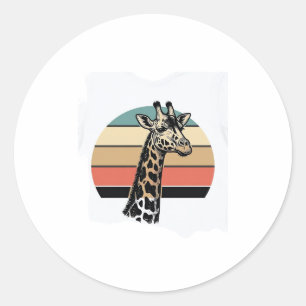 Vintage Giraffe Sunset Safari Vector Shirt Design  Classic Round Sticker