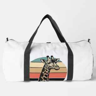 Vintage Giraffe Sunset Safari Vector Shirt Design  Duffle Bag