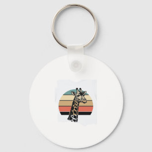 Vintage Giraffe Sunset Safari Vector Shirt Design Key Ring
