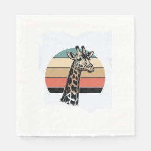 Vintage Giraffe Sunset Safari Vector Shirt Design Napkin