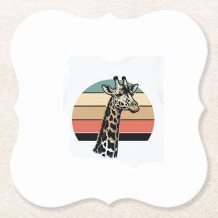 Vintage Giraffe Sunset Safari Vector Shirt Design Paper Coaster