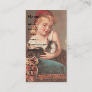 Vintage Girl and Cat Business Card