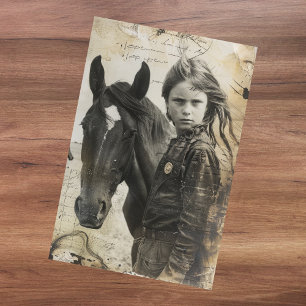 Vintage Girl and House Farm Decoupage Tissue Paper