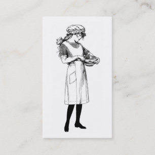 Vintage Girl And Mixing Bowl Baker or Pastry Chef Business Card