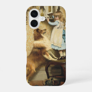 Vintage Girl and Sheltie Dog Art Secret Place iPhone 16 Case