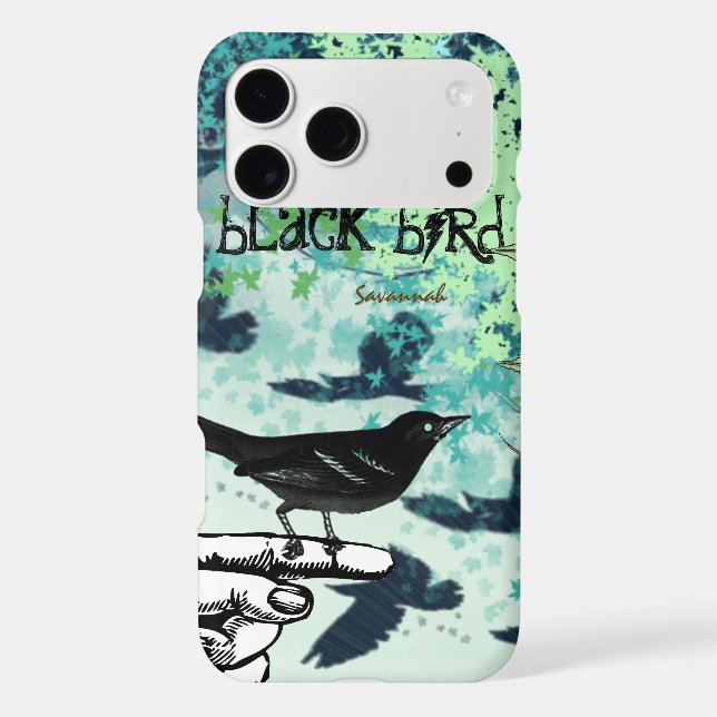 Vintage Girl Aqua Black Bird Pattern Iphone (Back)