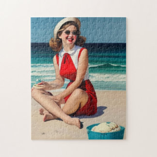 Vintage Girl Art Collection Puzzle
