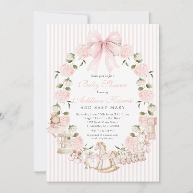 Vintage Girl Baby Shower, Baby girl toys Invitation (Front)