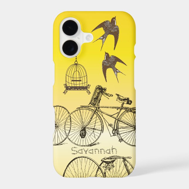 Vintage Girl Birds Birdcage Bicycle Ombre (Back)