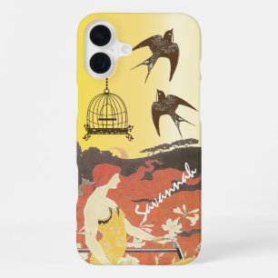 Vintage Girl Birds Birdcage Bike Iphone Case