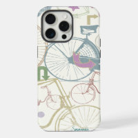 Vintage Girl Bright Colours Bicycles Pattern