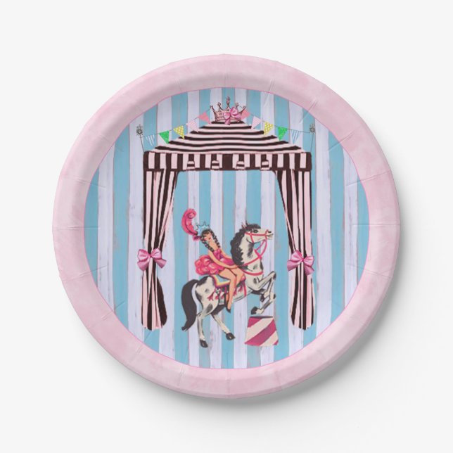 Vintage Girl Circus party plate (Front)