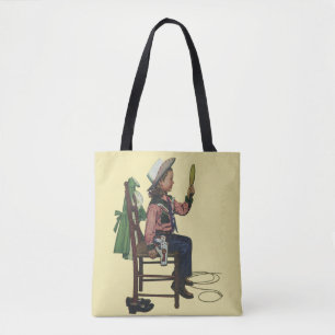 Vintage Girl Cowgirl Looking Mirror She's so Vain Tote Bag