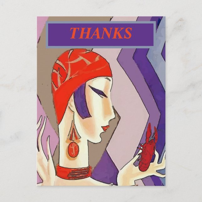 Vintage Girl Crawfish Postcard (Front)