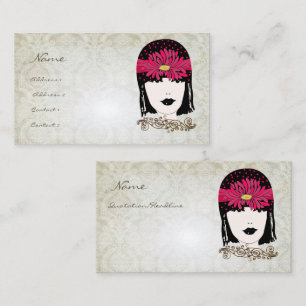 Vintage Girl Damask Rose Boutique Fashion Business Card