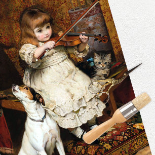 Vintage Girl Dog Cat Tissue Paper