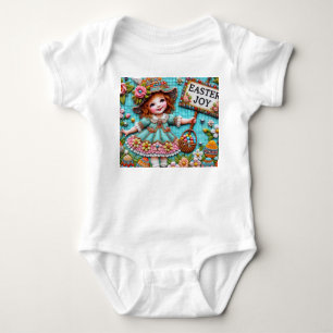 VINTAGE GIRL Easter eggs ~ Easter JOY~ Baby Bodysuit