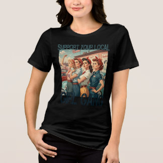 Vintage Girl Gang Retro Aesthetic Design Tri-Blend Shirt