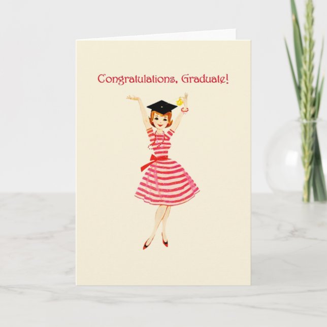 Vintage Girl Graduation Greeting Card (Front)