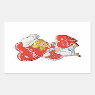Vintage Girl Hi Sugar Let's Be Valentine's Rectan Rectangular Sticker