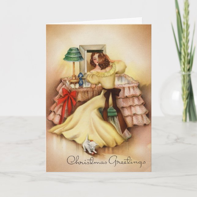 Vintage Girl Holiday Card (Front)