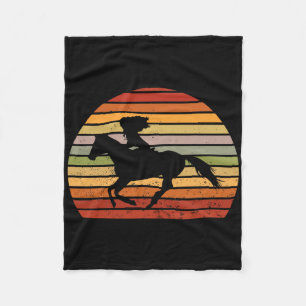 Vintage Girl Horse Riding Equestrian Gift Fleece Blanket