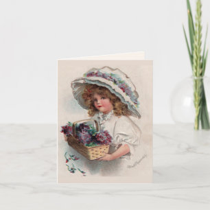 Vintage Girl in Bonnet Thank You Card