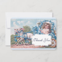 Vintage Girl in Carriage Driven by Lambs Thank You