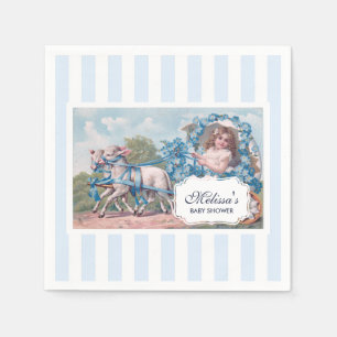 Vintage Girl in Carriage with Lambs Baby Shower Napkin