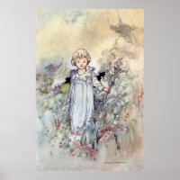 Vintage Girl in Garden by Charles Robinson