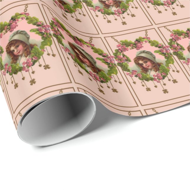 Vintage Girl In Heart Gift Wrapping Paper (Roll Corner)