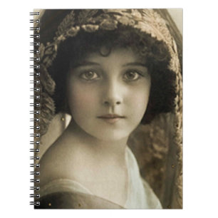 vintage girl journal spiral notebook