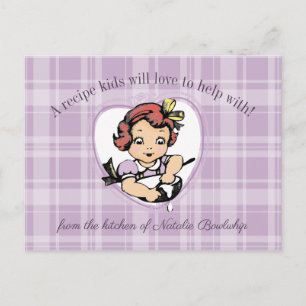 Vintage girl kids cooking baking recipe card