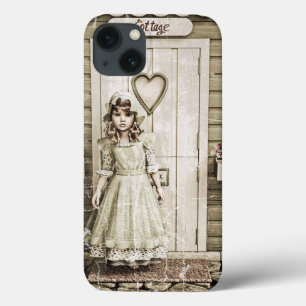 Vintage Girl neat a Retro Cottage iPhone 13 Case