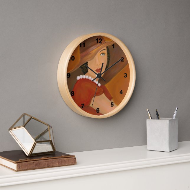 Vintage Girl Portrait Painting Clock (Office)