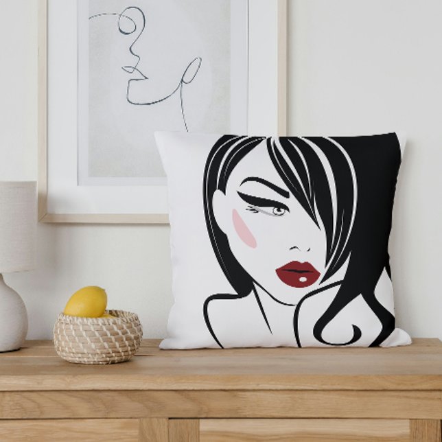 Vintage girl red lips cushion (Creator Uploaded)