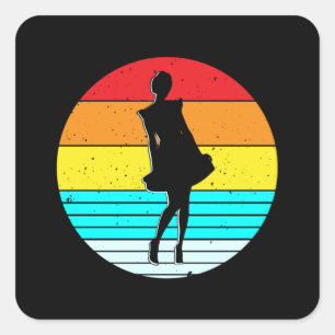 Vintage Girl Retro Lover Funny Birthday Gift Idea Square Sticker