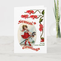 Vintage Girl Seasons Greetings for Piano Teacher