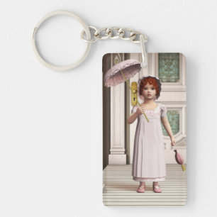 Vintage Girl - Sweet Retro Victorian Style Art Key Ring