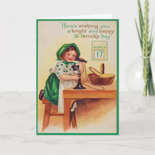 Vintage Girl Telephone St Patrick's Day Card