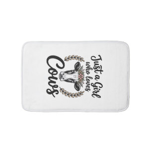 Vintage Girl Who Loves Cows Floral Cow Shirt Desig Bath Mat