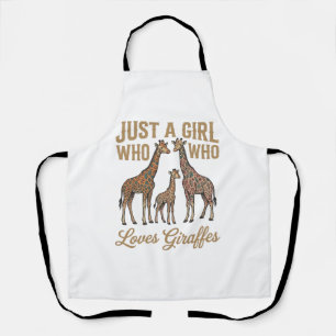 Vintage Girl Who Loves Giraffes Shirt Design_1 Apron