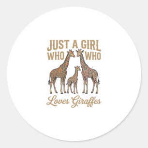 Vintage Girl Who Loves Giraffes Shirt Design_1 Classic Round Sticker