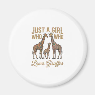 Vintage Girl Who Loves Giraffes Shirt Design_1 Magnet