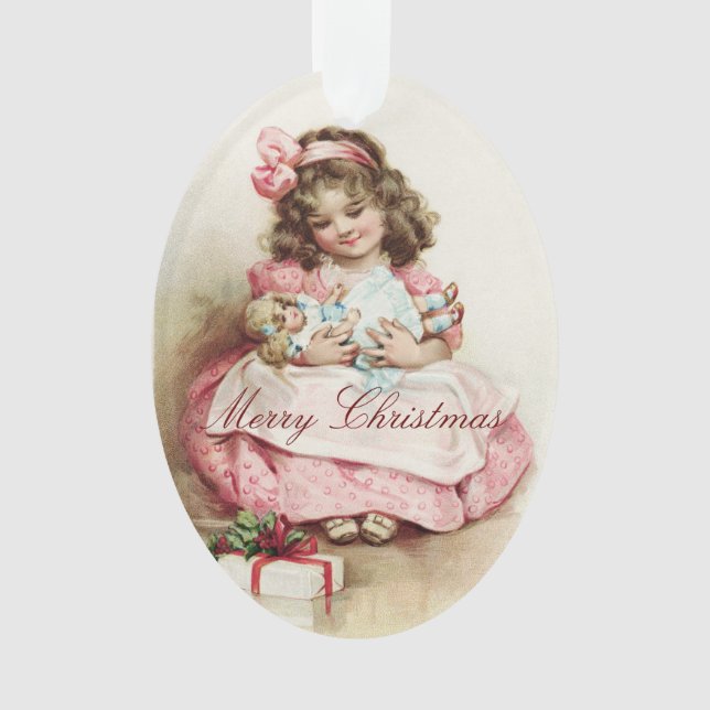 Vintage Girl With Doll Ornament (Front)
