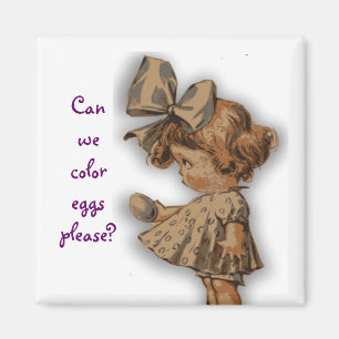 Vintage Girl With Egg Magnet