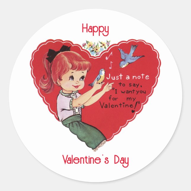 Vintage Girl With Heart Sticker (Front)