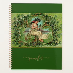 Vintage Girl with Shamrocks Personalised Happy Planner